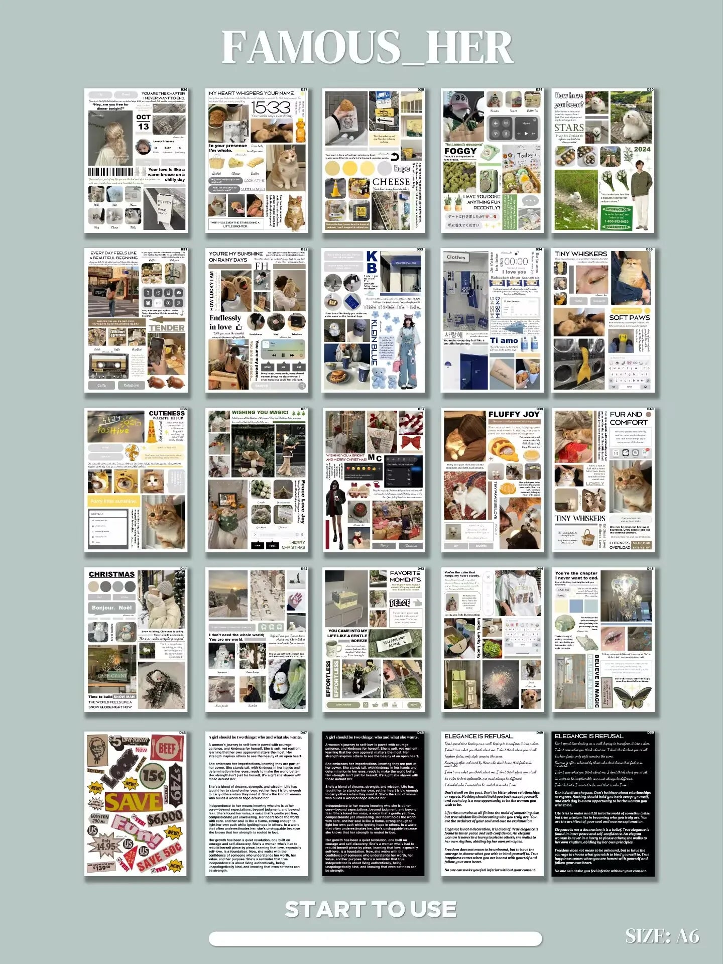 Famous Ms. He-Vol.4 Ins Wind Cutting Film Stickers A6 (10 * 14) 50 sheets | Edge Cutting