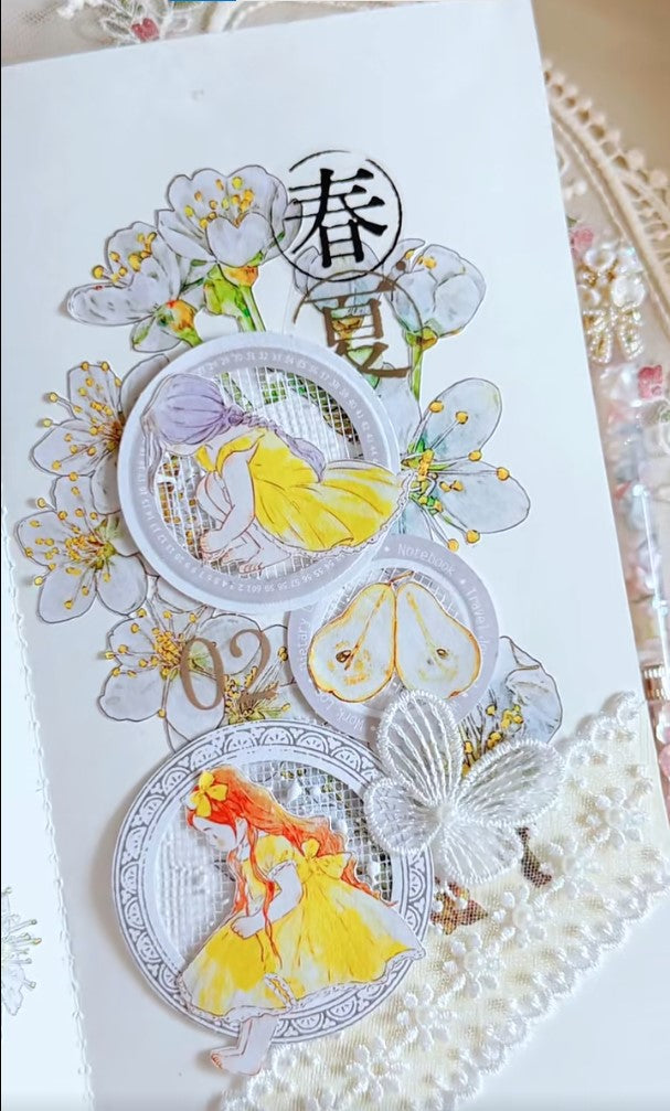 Seahorse Forest Washi Tape Set-3 Rolls(A35+A40+A43) Washi/PET Tape Stickers,Original Designs,Fashion Characters Figures for Scrapbooks Supplies,Journaling,Junk Journal,Bullet Journals,Planners