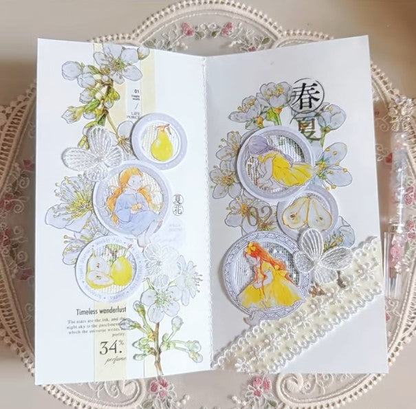Seahorse Forest Washi Tape Set-3 Rolls(A35+A40+A43) Washi/PET Tape Stickers,Original Designs,Fashion Characters Figures for Scrapbooks Supplies,Journaling,Junk Journal,Bullet Journals,Planners