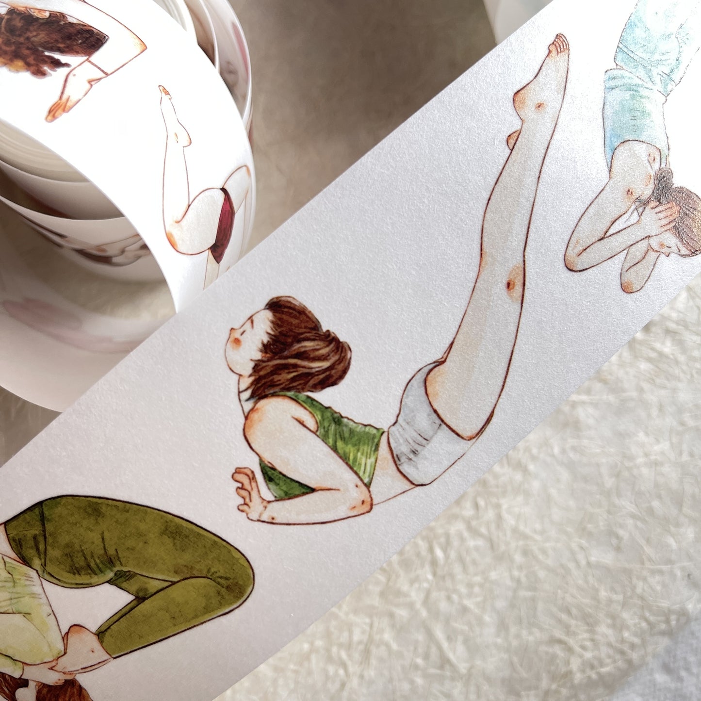 DingDing Vol7【25#Yoga】,Washi/PET Tape Stickers,1.97 in x 10.94 YD,Original Design,for Scrapbook Supplies,Scrapbook Tape Stickers,Junk Journal Supplies,Bullet Journal Supplies