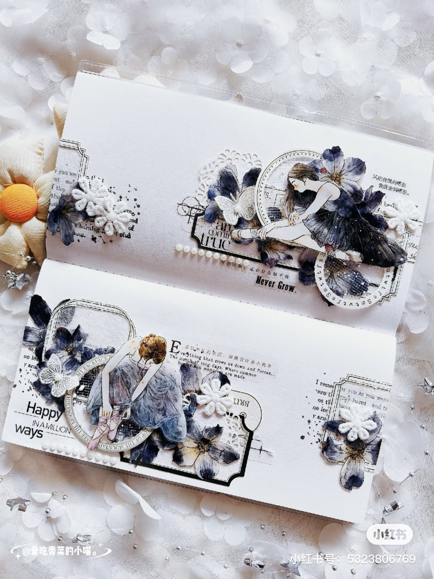 DingDing&Seahorse Washi Tape Set-2 Rolls(41+A51) Washi/PET Tape Stickers,Original Designs,Fashion Characters Figures for Scrapbooks Supplies,Journaling,Junk Journal,Bullet Journals,Planners