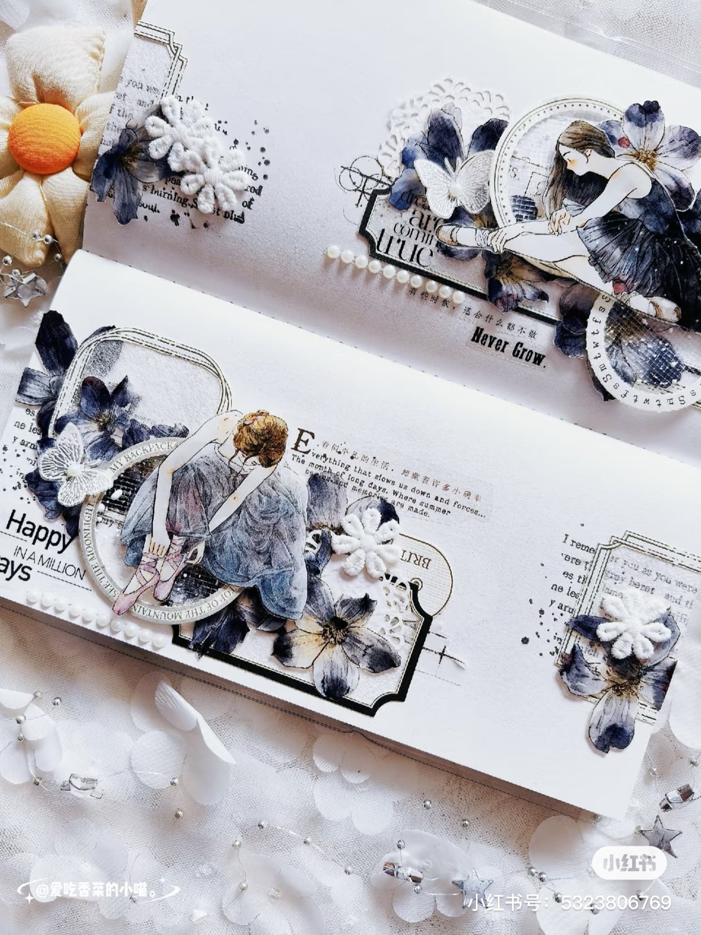 DingDing&Seahorse Washi Tape Set-2 Rolls(41+A51) Washi/PET Tape Stickers,Original Designs,Fashion Characters Figures for Scrapbooks Supplies,Journaling,Junk Journal,Bullet Journals,Planners