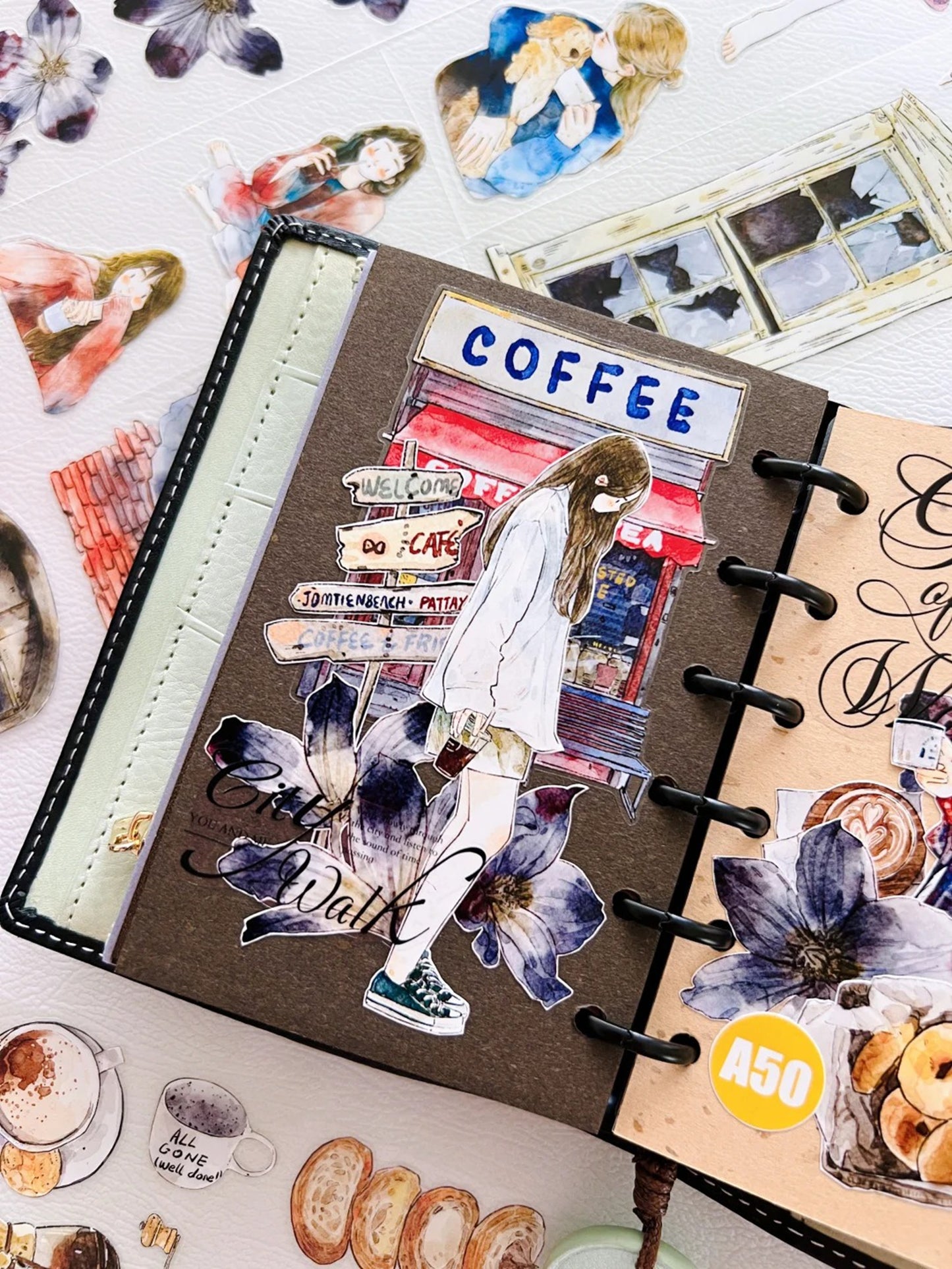 DingDing&Seahorse Washi Tape Set-3 Rolls(38+A50+A51) Washi/PET Tape Stickers,Original Designs,Fashion Characters Figures for Scrapbooks Supplies,Journaling,Junk Journal,Bullet Journals,Planners