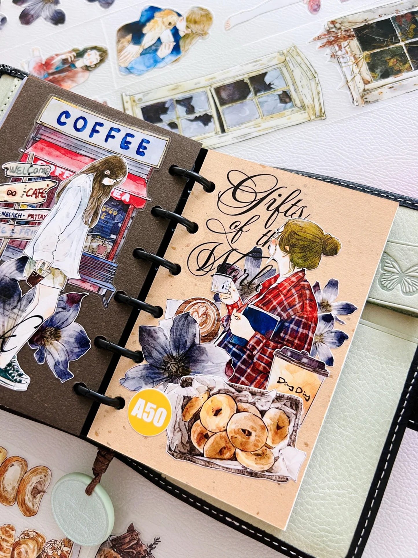 DingDing&Seahorse Washi Tape Set-3 Rolls(38+A50+A51) Washi/PET Tape Stickers,Original Designs,Fashion Characters Figures for Scrapbooks Supplies,Journaling,Junk Journal,Bullet Journals,Planners