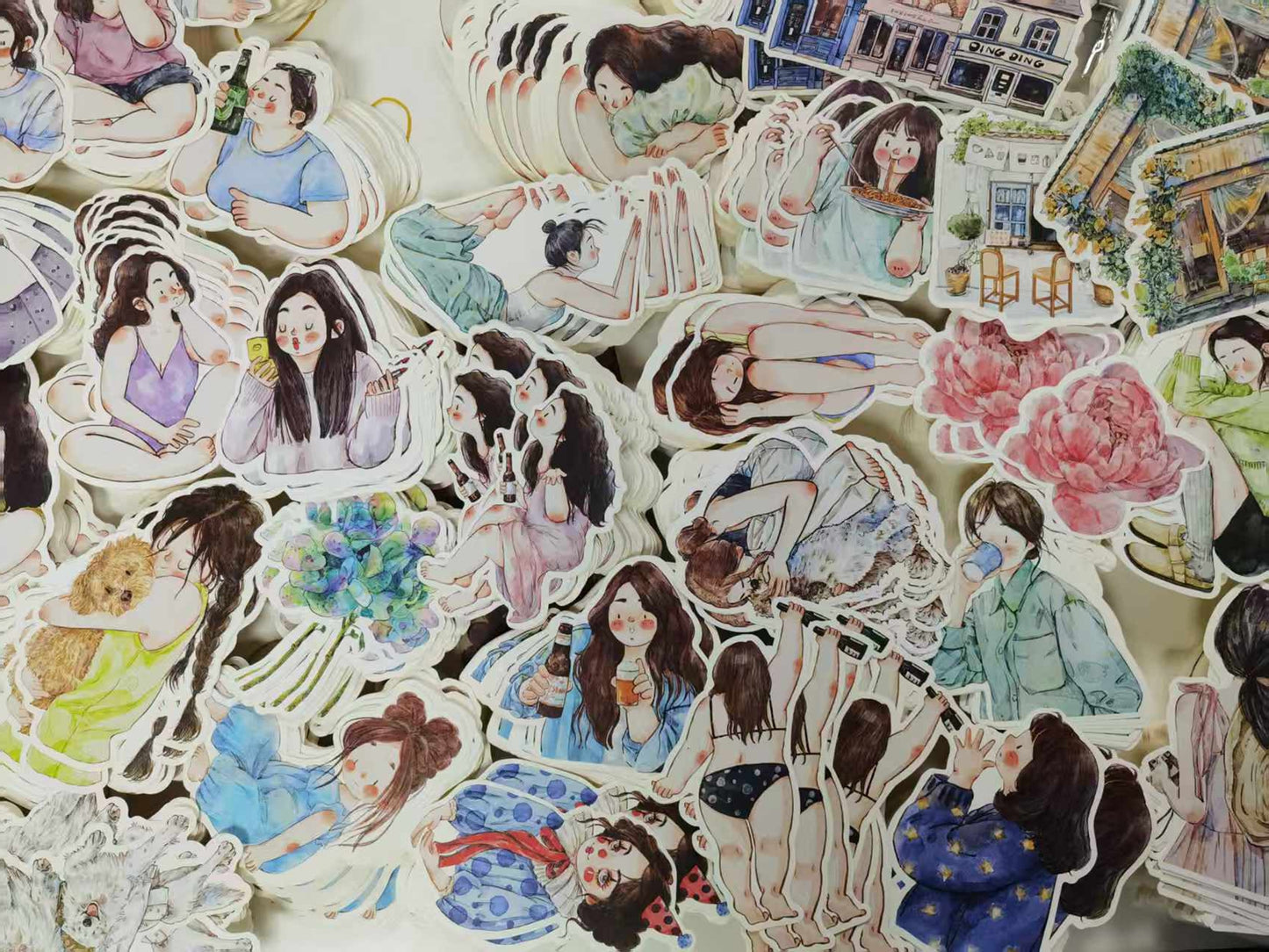 DingDing 【Summer Festival Mystery Lucky Bag】Random Paper Tape Samples, Sticky Notes, Stickers, Cards, Envelope & Surprise Limited Notebook | Small & Large Size, 4 Styles Each | Random Drop, Stationery Surprise Pack