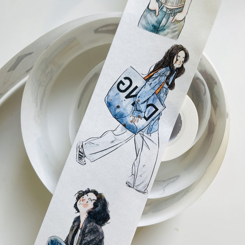 DingDing Vol4【15#A Little Blue】Original Character Design Washi Matte PET Journal Tape Versatile Collage Materials