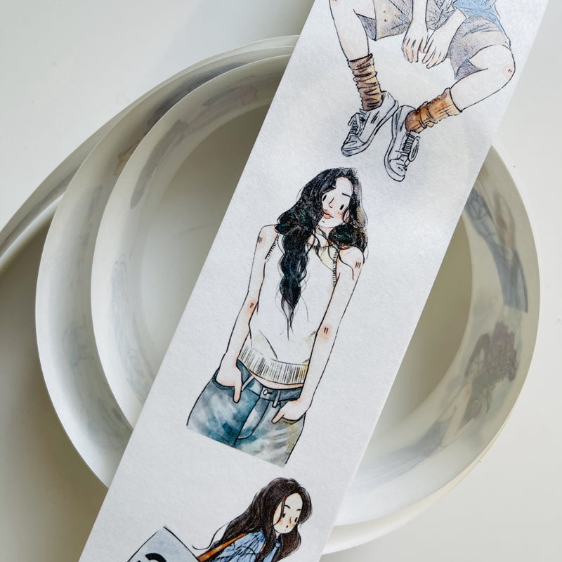 DingDing Vol4【15#A Little Blue】Original Character Design Washi Matte PET Journal Tape Versatile Collage Materials