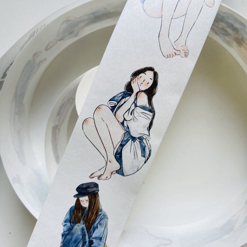 DingDing Vol4【15#A Little Blue】Original Character Design Washi Matte PET Journal Tape Versatile Collage Materials