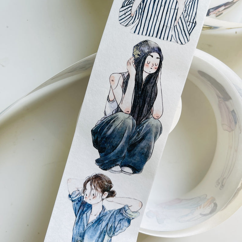 DingDing Vol4【15#A Little Blue】Original Character Design Washi Matte PET Journal Tape Versatile Collage Materials