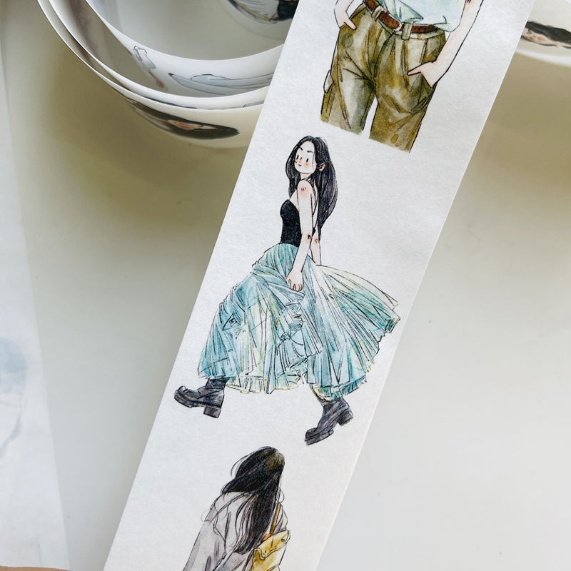 DingDing Vol4【15#A Little Blue】Original Character Design Washi Matte PET Journal Tape Versatile Collage Materials