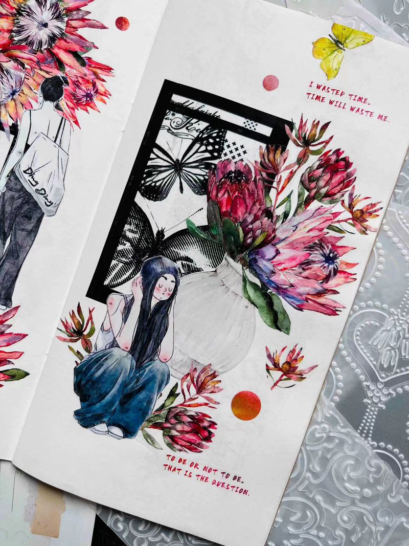 DingDing Vol4【15#A Little Blue】Original Character Design Washi Matte PET Journal Tape Versatile Collage Materials