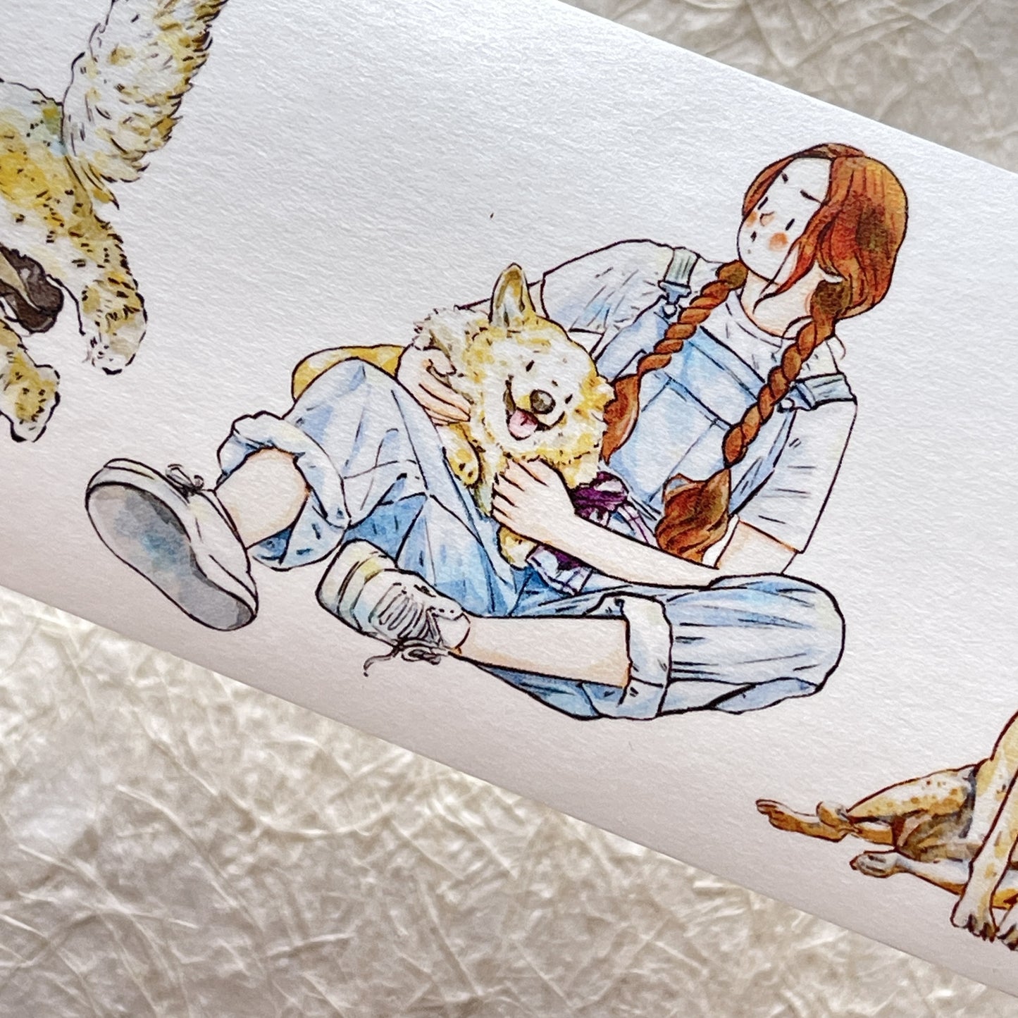 DingDing Vol7【22#Little Sweetheart】,My Cute Pet Dog,Kiss-Cut Washi PET Tape Stickers,2.36 in x 10.94 YD,Original Design,for Scrapbook Supplies,Scrapbook Tape Stickers
