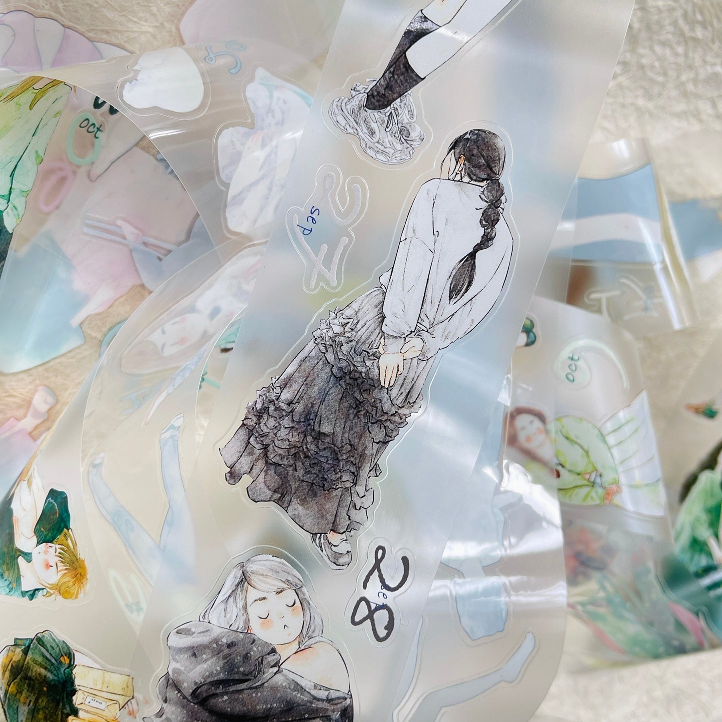 DingDing 2026 Annual Special Edition,Pre-Cut Clear Pet Tape Stickers,365 Days-T7 No Loop-Undated Calendar Tape,Original Vintage Design for Scrapbooks Supplies,Junk Journal