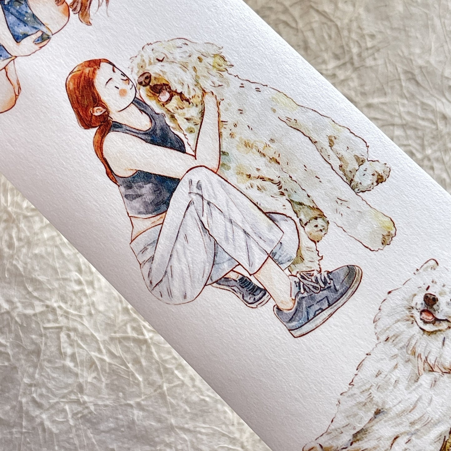 DingDing Vol7【22#Little Sweetheart】,My Cute Pet Dog,Kiss-Cut Washi PET Tape Stickers,2.36 in x 10.94 YD,Original Design,for Scrapbook Supplies,Scrapbook Tape Stickers