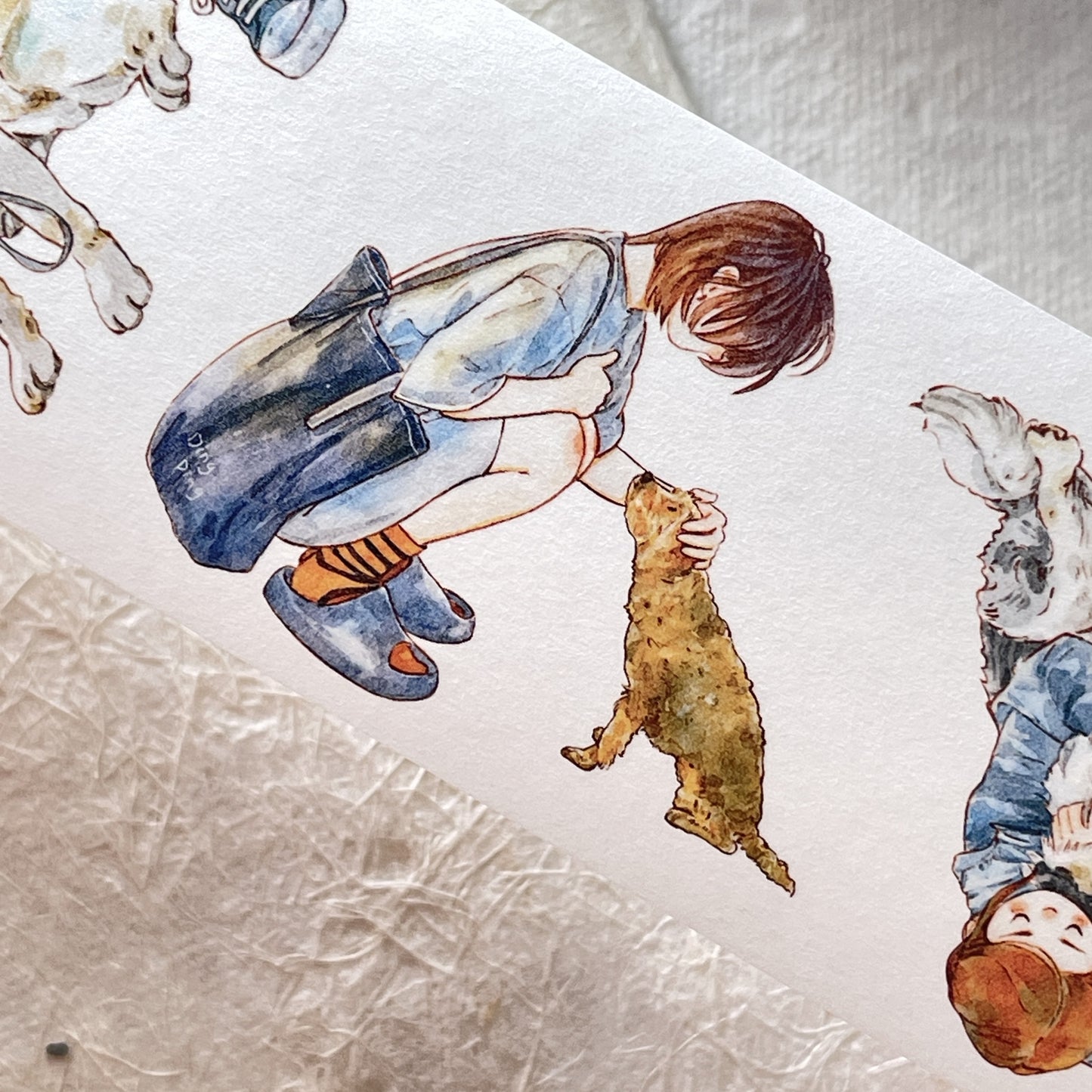DingDing Vol7【22#Little Sweetheart】,My Cute Pet Dog,Kiss-Cut Washi PET Tape Stickers,2.36 in x 10.94 YD,Original Design,for Scrapbook Supplies,Scrapbook Tape Stickers