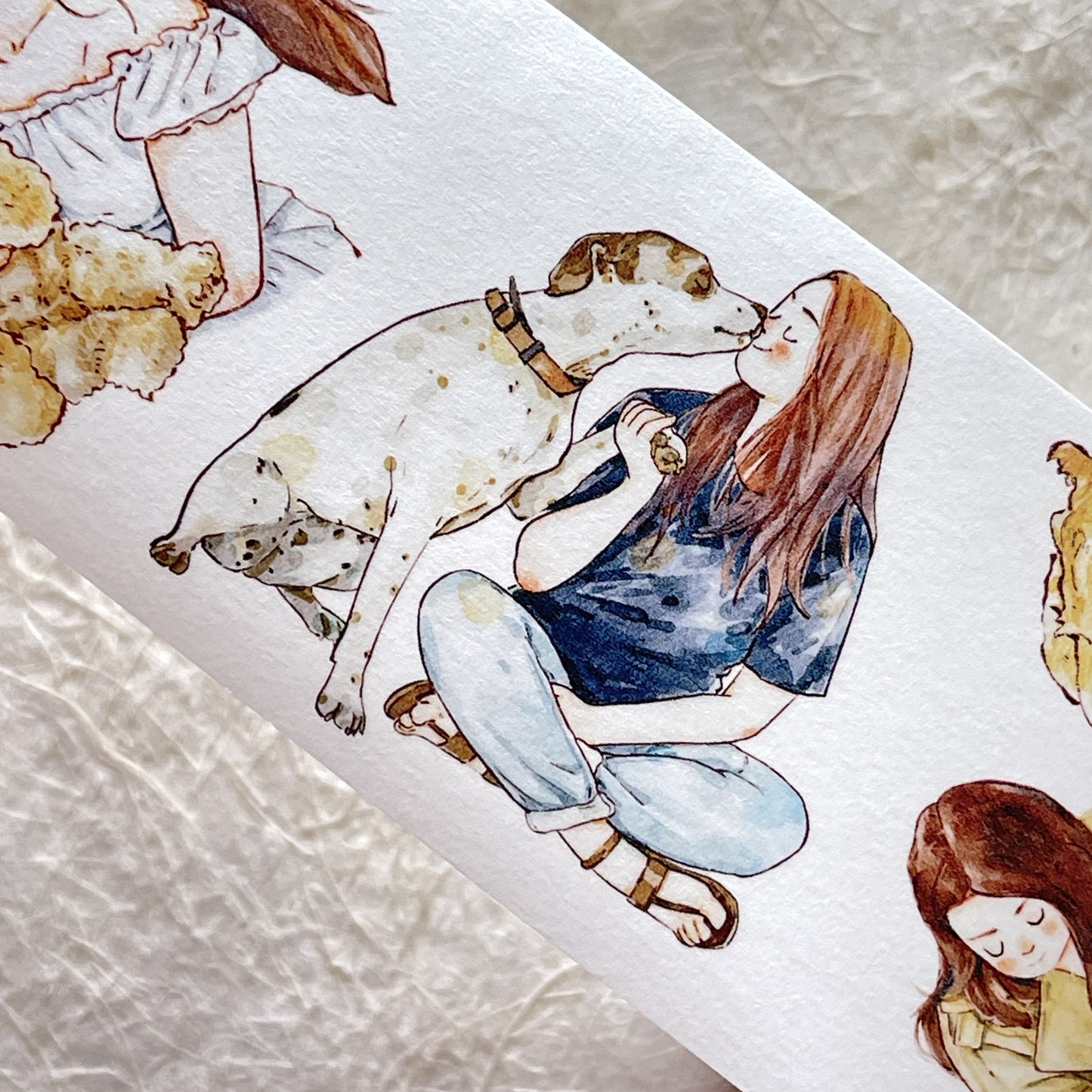 DingDing Vol7【22#Little Sweetheart】,My Cute Pet Dog,Kiss-Cut Washi PET Tape Stickers,2.36 in x 10.94 YD,Original Design,for Scrapbook Supplies,Scrapbook Tape Stickers