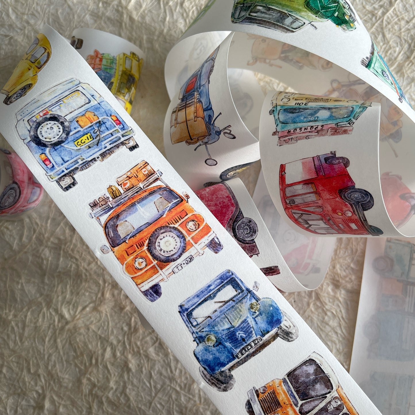 Seahorse Forest Vol9【A52 Car】,Vintage Scene Washi/PET Tape Stickers,for Scrapbook Supplies,Scrapbook Tape Stickers,Junk Journal Supplies