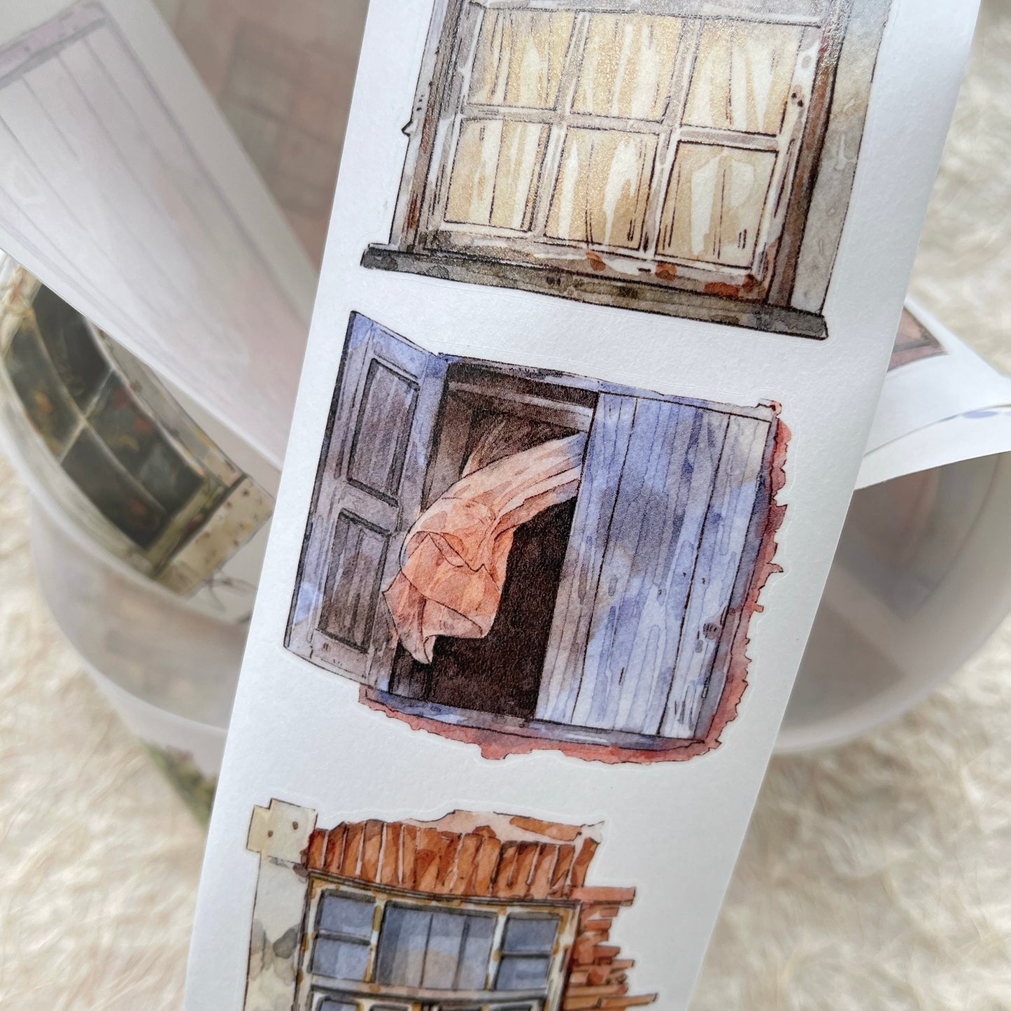 Seahorse Forest Vol9【A53 The Story of Between the Doors】,Vintage Scene Washi/PET Tape Stickers,for Scrapbook Supplies,Scrapbook Tape Stickers,Junk Journal Supplies