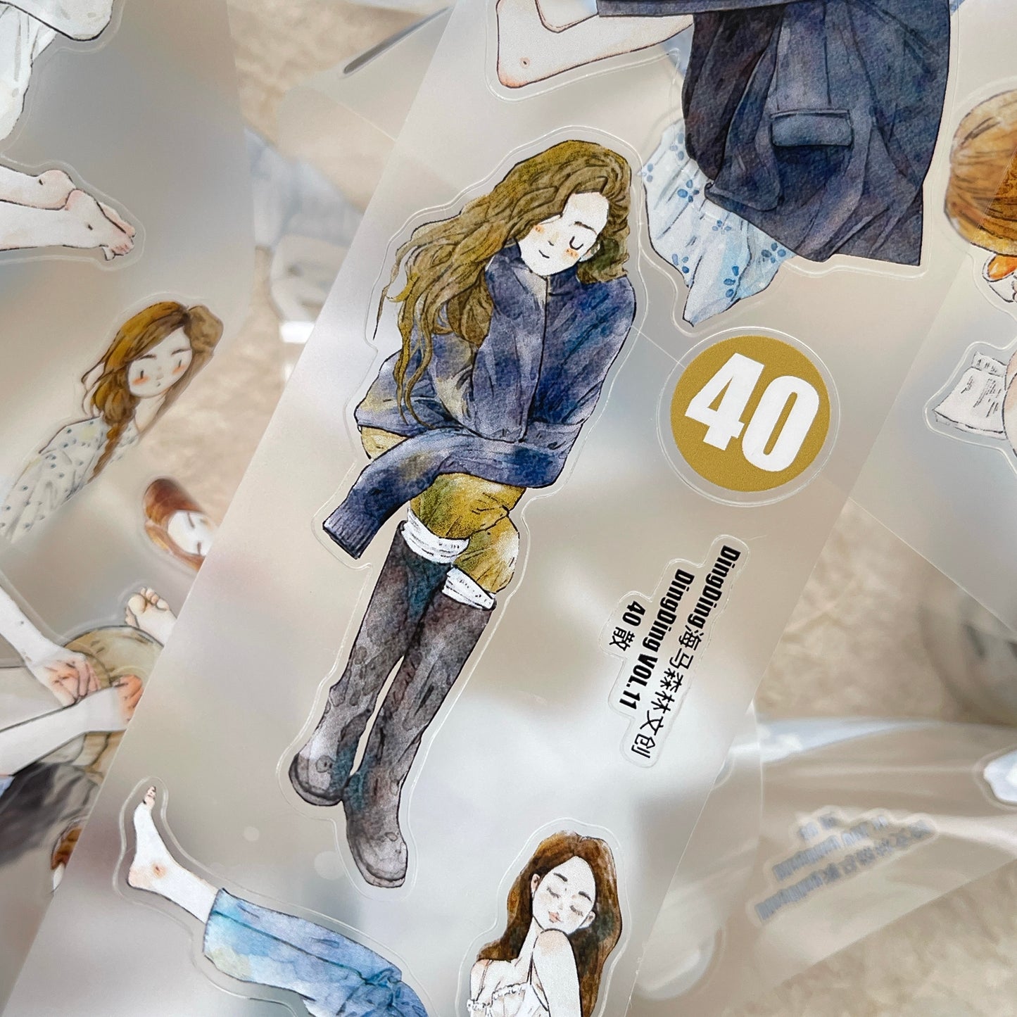 DingDing Vol11【40#Scatter】Original Design Pre-Cut Washi/PET Tape Stickers,for Scrapbook Supplies,Journaling,Junk Journal,Bullet Journal,Planner Stickers