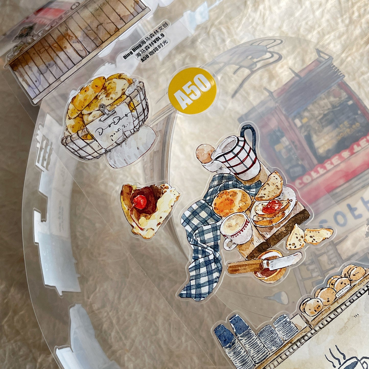 Seahorse Forest Vol9【A50 Coffee Time】,Vintage Scene Washi/PET Tape Stickers,for Scrapbook Supplies,Scrapbook Tape Stickers,Junk Journal Supplies