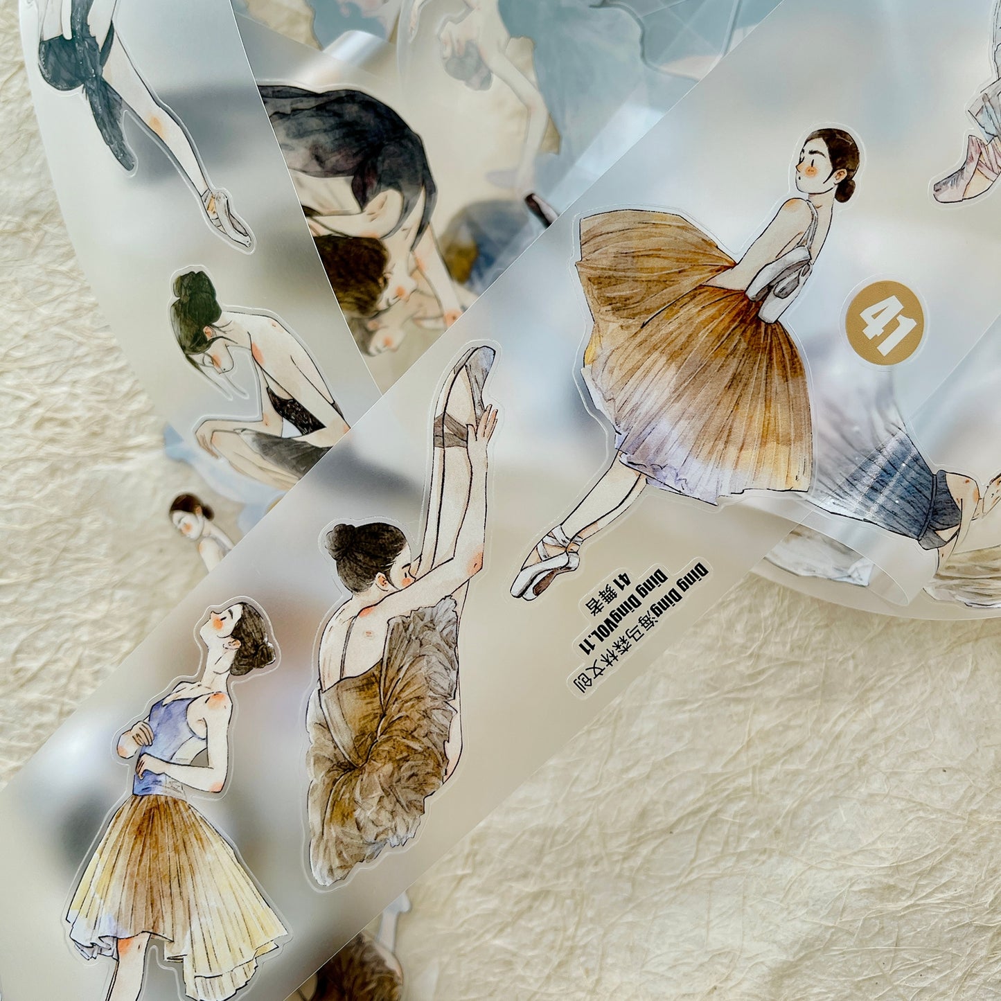 DingDing Vol11【41#Dancer】Original Design Pre-Cut Washi/PET Tape Stickers,for Scrapbook Supplies,Journaling,Junk Journal,Bullet Journal,Planner Stickers