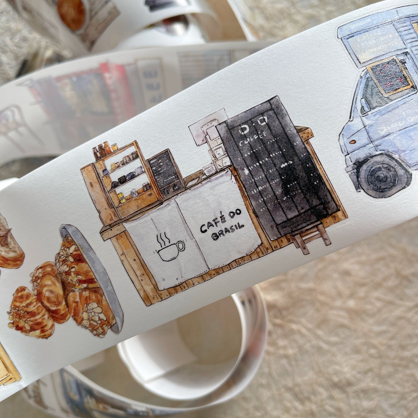 Seahorse Forest Vol9【A50 Coffee Time】,Vintage Scene Washi/PET Tape Stickers,for Scrapbook Supplies,Scrapbook Tape Stickers,Junk Journal Supplies