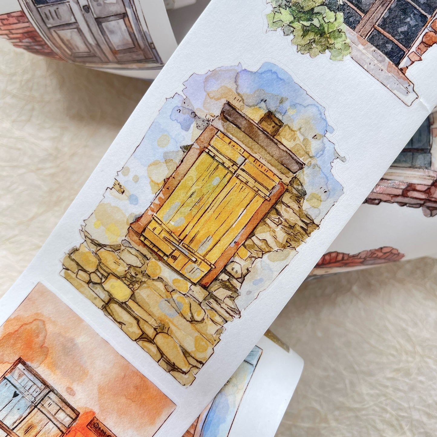 Seahorse Forest Vol9【A53 The Story of Between the Doors】,Vintage Scene Washi/PET Tape Stickers,for Scrapbook Supplies,Scrapbook Tape Stickers,Junk Journal Supplies