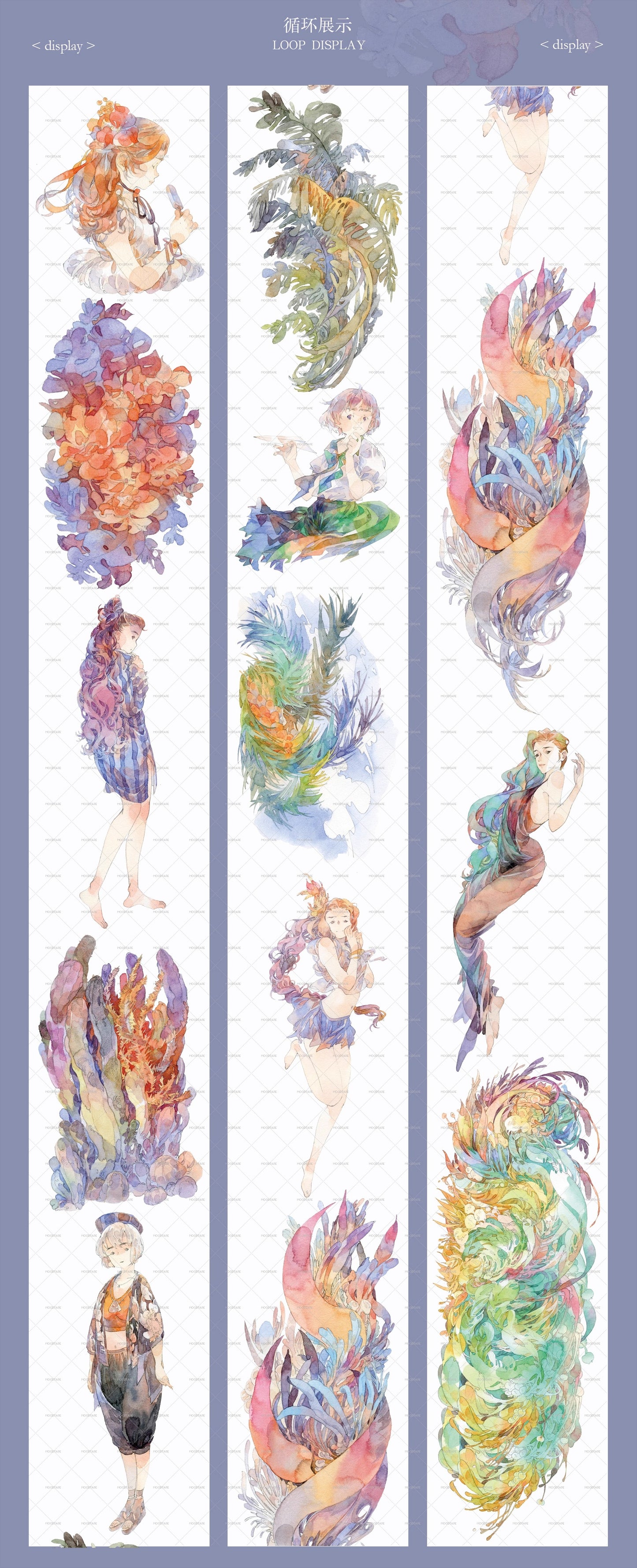Moodtape【South Wind&Summer Cruising】Original Animal Characters Landscap Original Design Washi/Pet Tape Stickers,for Scrapbook Supplies,Scrapbook Tape Stickers,Junk Journal Supplies