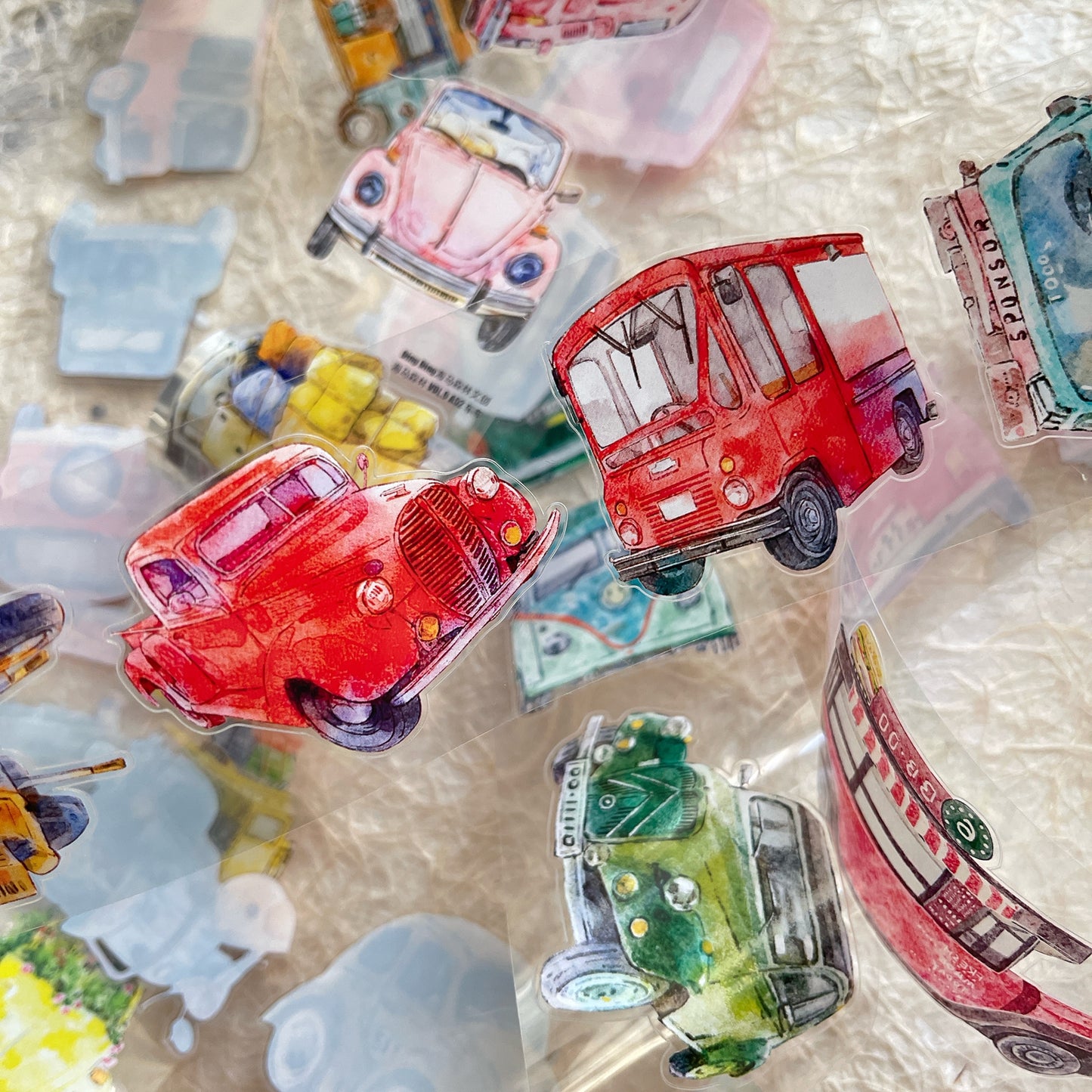 Seahorse Forest Vol9【A52 Car】,Vintage Scene Washi/PET Tape Stickers,for Scrapbook Supplies,Scrapbook Tape Stickers,Junk Journal Supplies