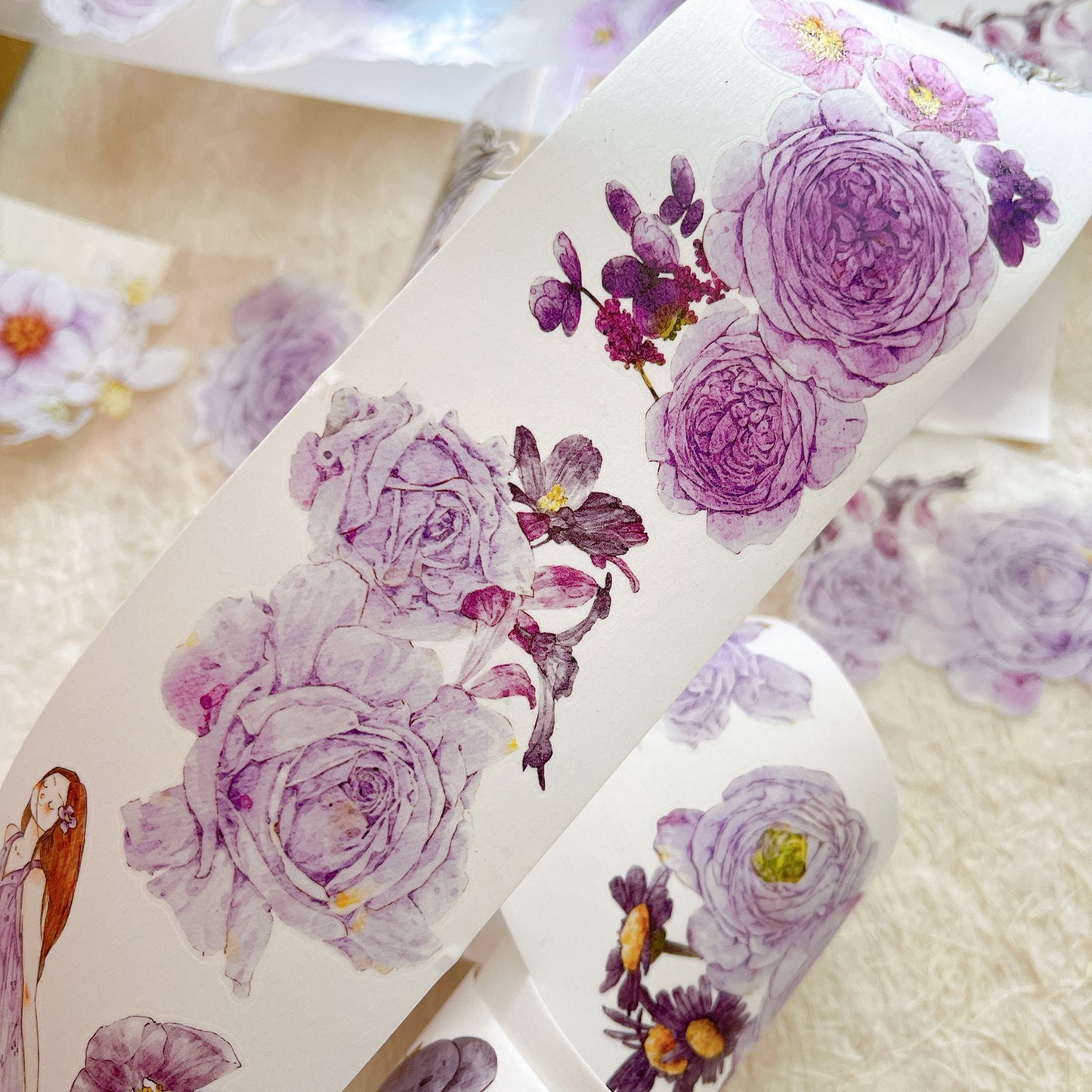 DingDing Washi Tape Set-2 Rolls(A39+#37) Washi/PET Tape Stickers,Original Designs,Fashion Characters Figures for Scrapbooks Supplies,Journaling,Junk Journal,Bullet Journals,Planners
