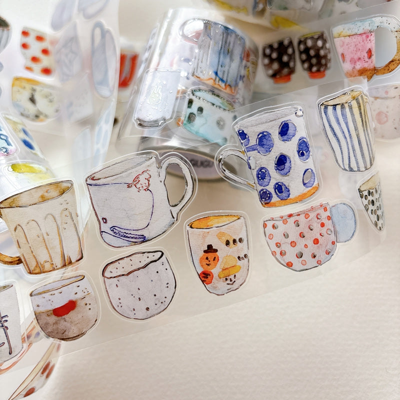 Seahorse Forest Vol.12【A67#Cup】Vintage Original Design Pre-Cut Silver Foil Washi/PET Tape Stickers,for Scrapbook Supplies,Junk Journal Supplies