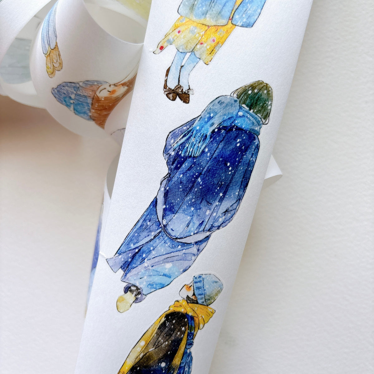 DingDing Vol.17【64#It’s Snowing】Pre-Cut Original Design Vintage Character Washi/PET Tape Stickers, for Scrapbook Supplies,Scrapbook Tape Stickers,Junk Journal Supplies, Journaling Stickers,Bullet Journals