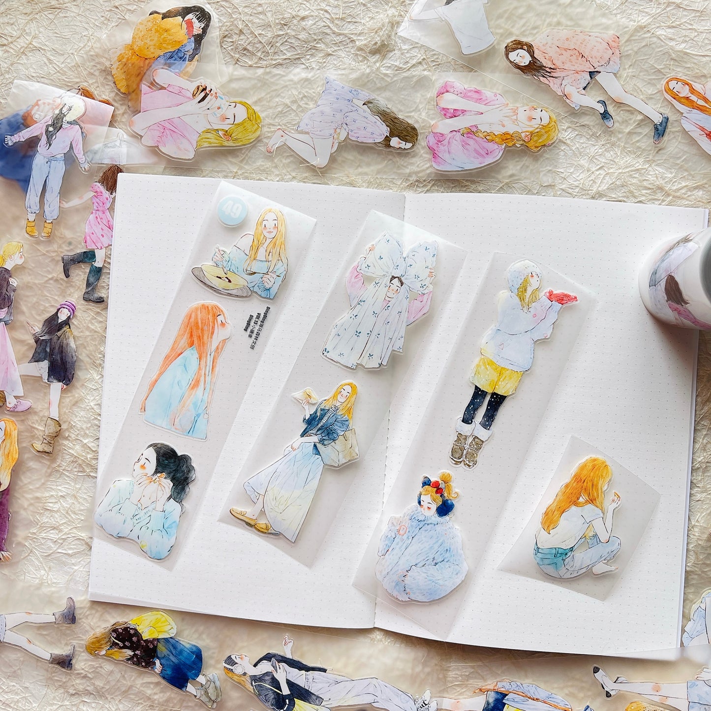 DingDing Vol13【49#Little Happiness】Original Design Kiss-Cut Washi PET Tape Stickers,for Scrapbook Supplies,Journaling,Junk Journal,Bullet Journal,Planner Stickers