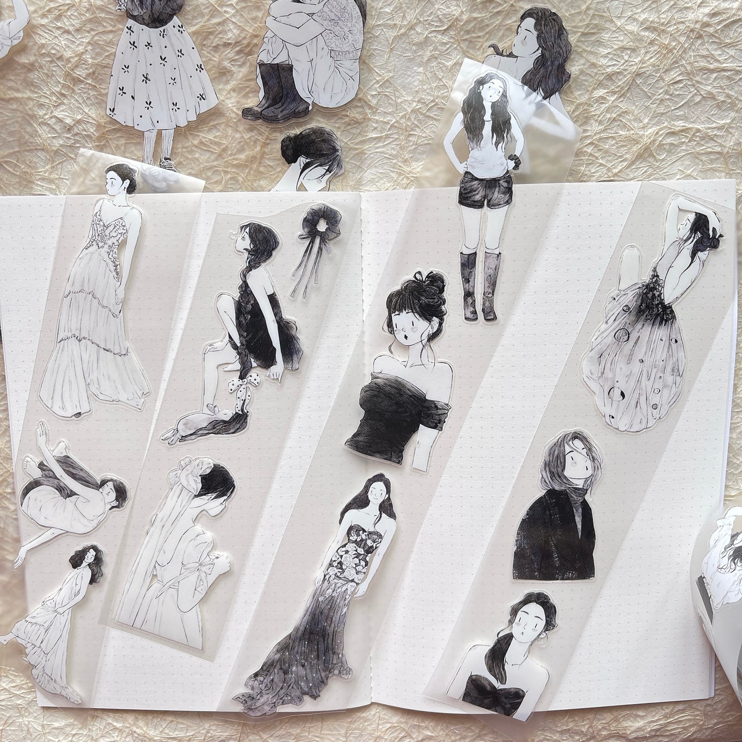 DingDing Vol13【48#A Little Black】Original Design Kiss-Cut Washi PET Tape Stickers,for Scrapbook Supplies,Journaling,Junk Journal,Bullet Journal,Planner Stickers