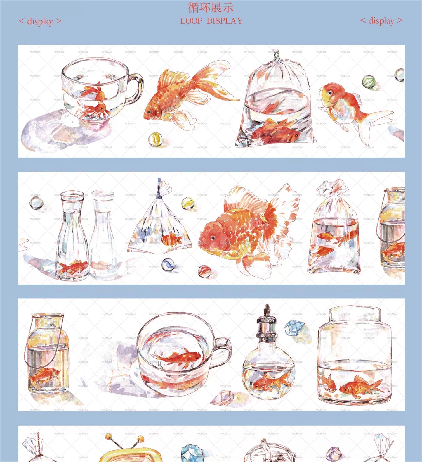 Moodtape【South Wind&Summer Cruising】Original Animal Characters Landscap Original Design Washi/Pet Tape Stickers,for Scrapbook Supplies,Scrapbook Tape Stickers,Junk Journal Supplies