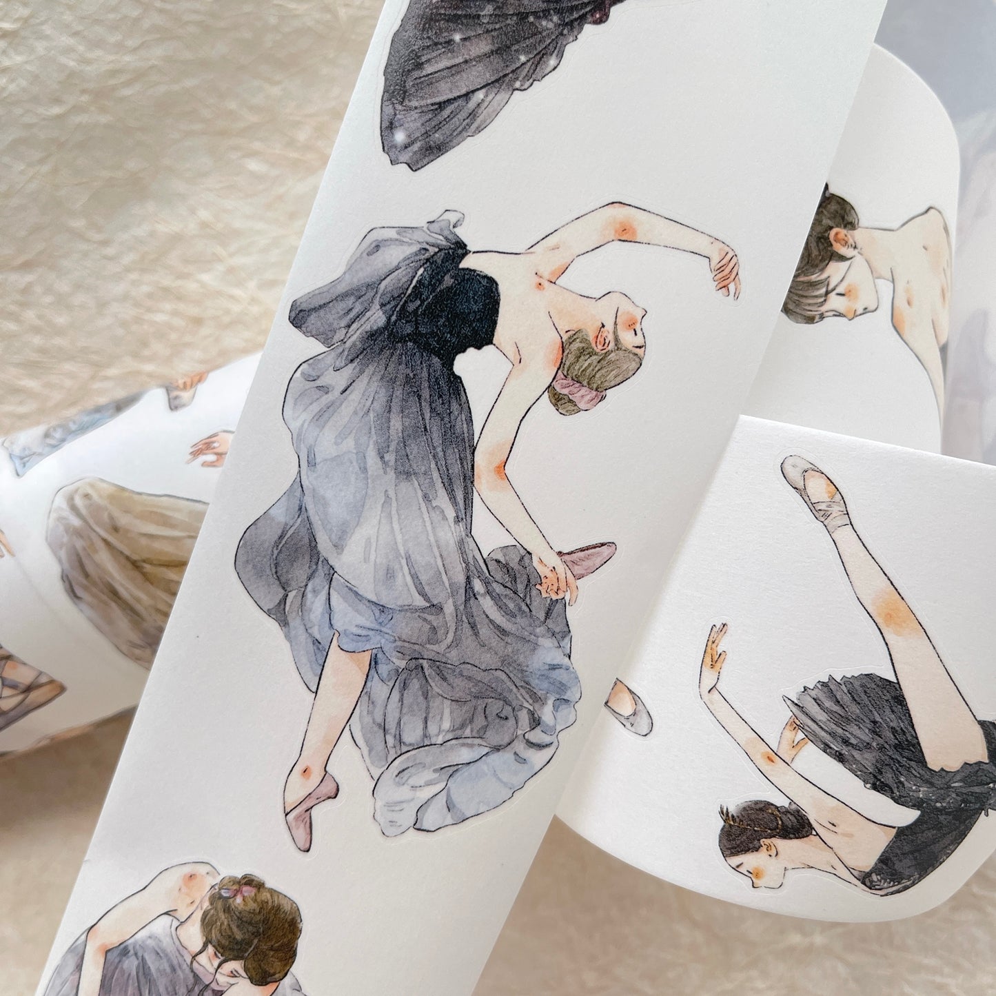 DingDing Vol11【41#Dancer】Original Design Pre-Cut Washi/PET Tape Stickers,for Scrapbook Supplies,Journaling,Junk Journal,Bullet Journal,Planner Stickers