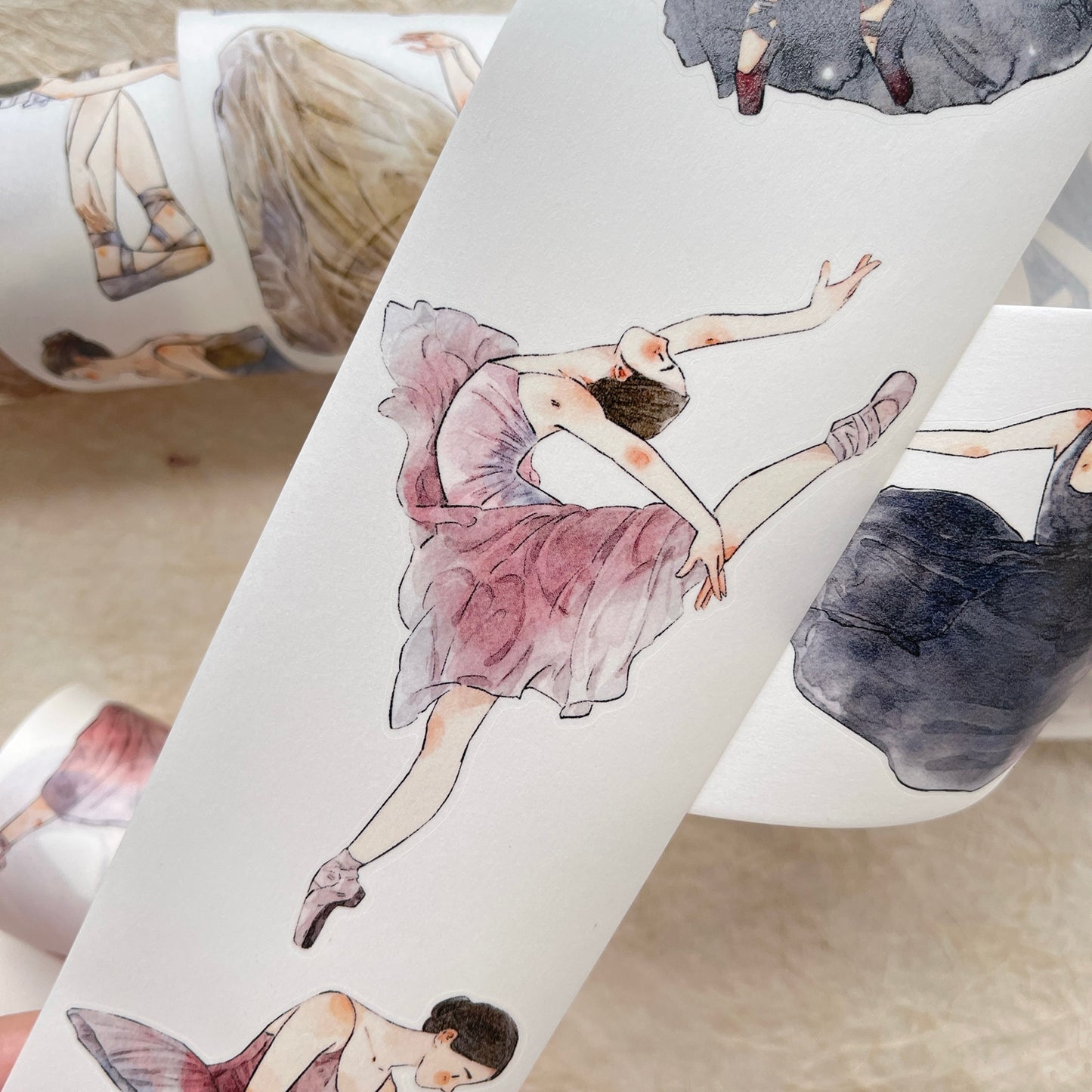 DingDing Vol11【41#Dancer】Original Design Pre-Cut Washi/PET Tape Stickers,for Scrapbook Supplies,Journaling,Junk Journal,Bullet Journal,Planner Stickers
