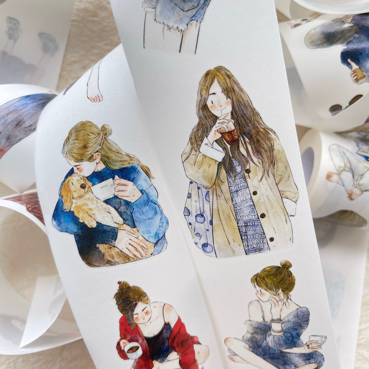 DingDing Vol11【38#A Cup】Original Design Pre-Cut Washi/PET Tape Stickers,for Scrapbook Supplies,Journaling,Junk Journal,Bullet Journal,Planner Stickers