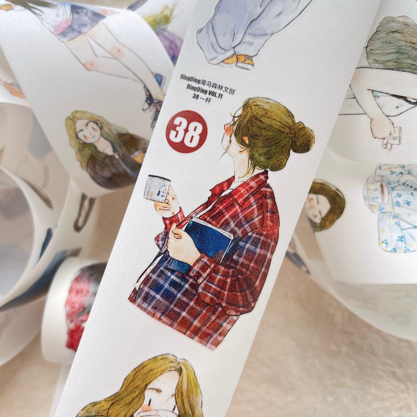 DingDing Vol11【38#A Cup】Original Design Pre-Cut Washi/PET Tape Stickers,for Scrapbook Supplies,Journaling,Junk Journal,Bullet Journal,Planner Stickers