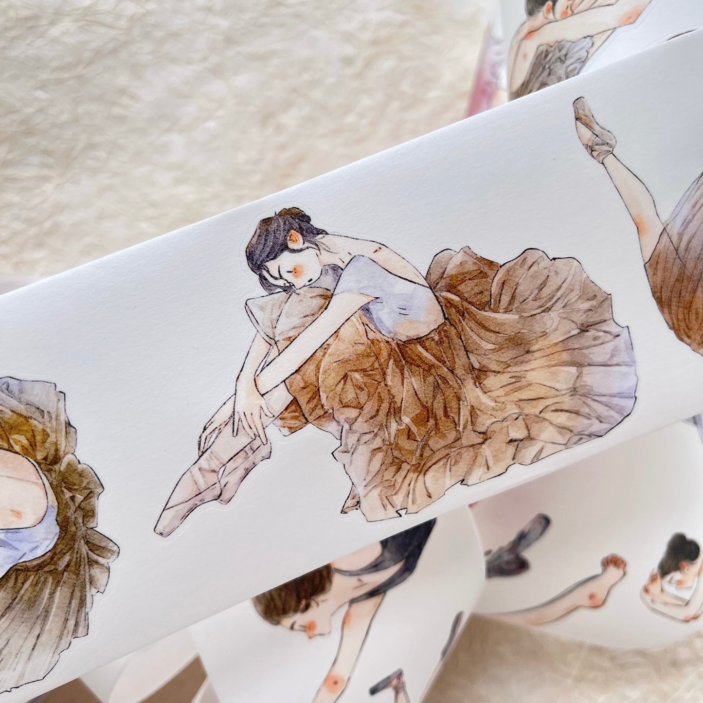 DingDing Vol11【41#Dancer】Original Design Pre-Cut Washi/PET Tape Stickers,for Scrapbook Supplies,Journaling,Junk Journal,Bullet Journal,Planner Stickers