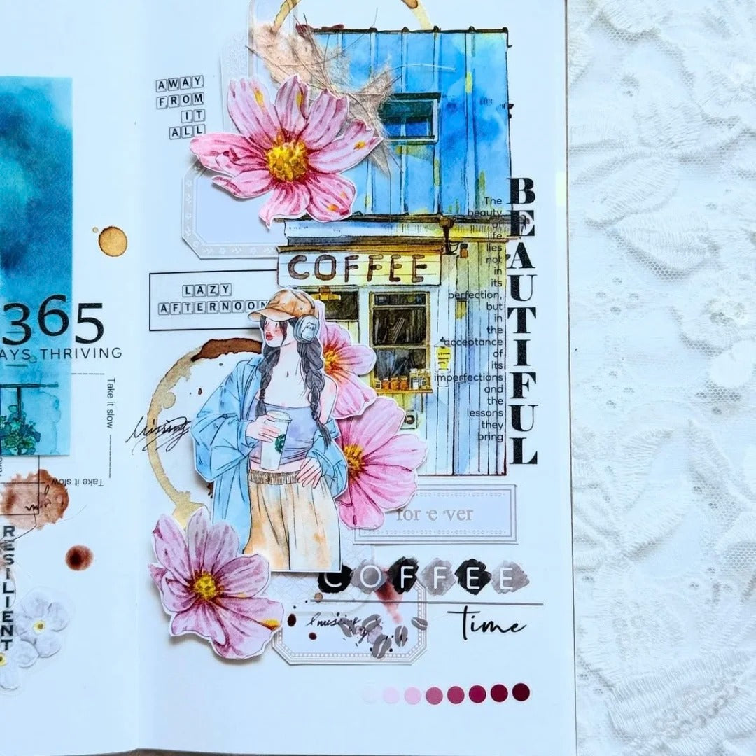 Seahorse Forest Washi Tape Set-2 Rolls(A45+A49) Washi/PET Tape Stickers,Original Designs,Fashion Characters Figures for Scrapbooks Supplies,Journaling,Junk Journal,Bullet Journals,Planners