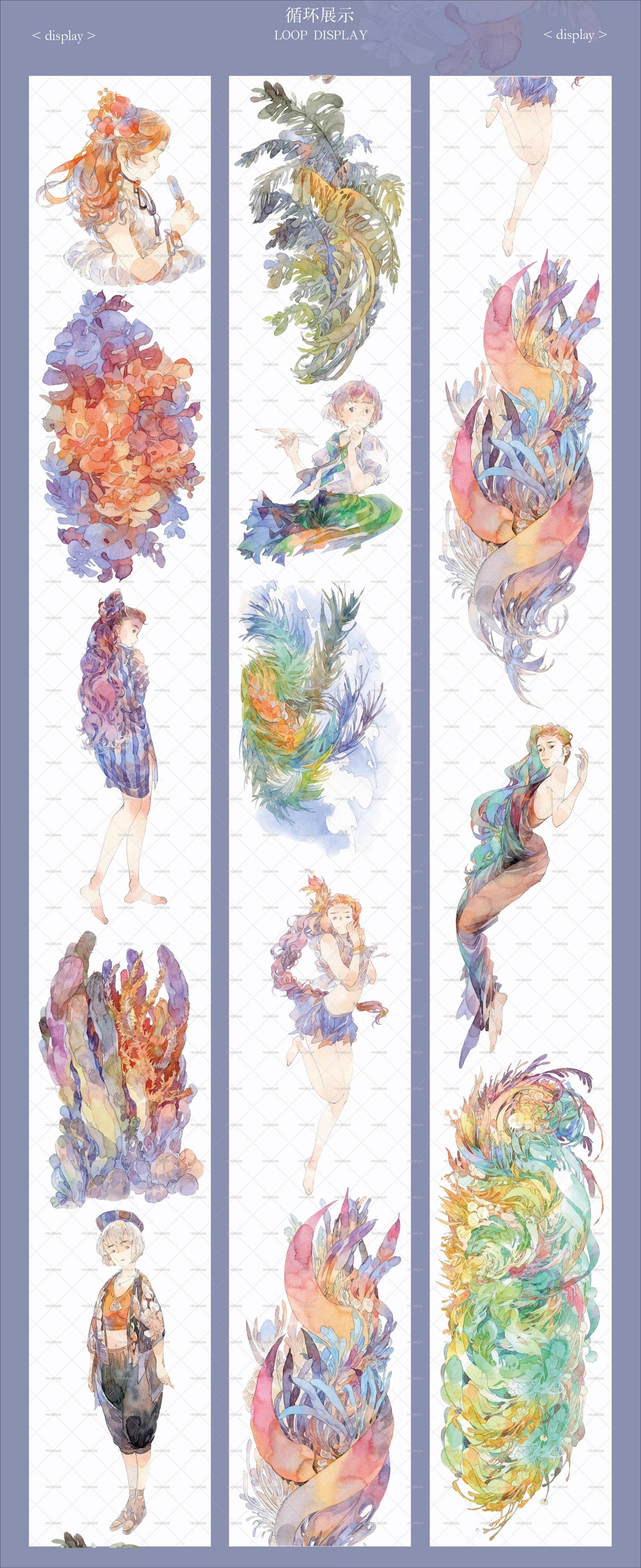 Moodtape【South Wind&Summer Cruising】Original Animal Characters Landscap Original Design Washi/Pet Tape Stickers,for Scrapbook Supplies,Scrapbook Tape Stickers,Junk Journal Supplies