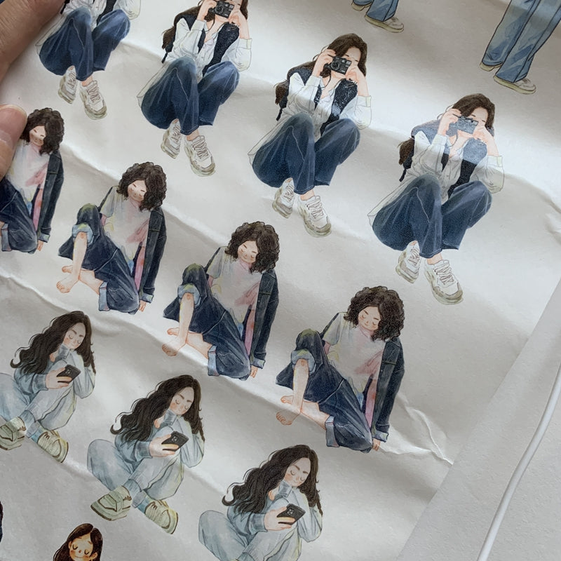 DingDing Vol2 【Small Days】Vintage Casualness Girl Washi PET Tape for Card Making Decoration DIY Scrapbooking Plan Stickers