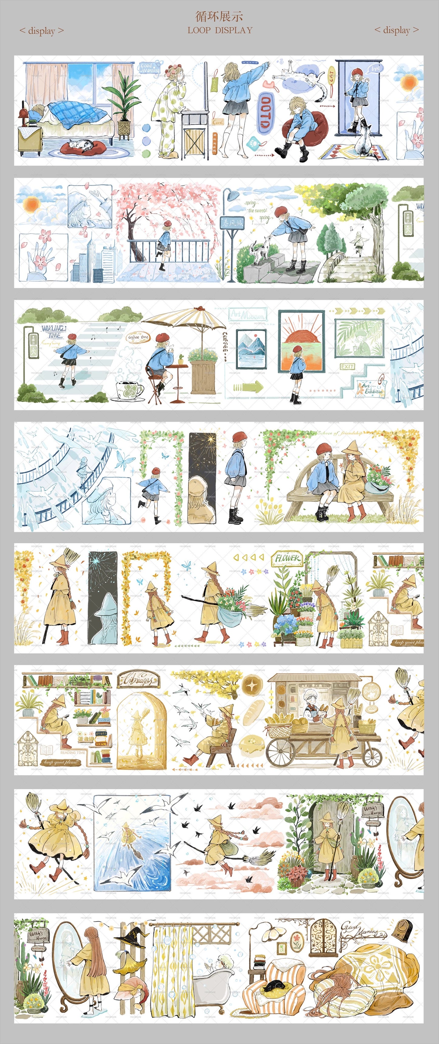 Moodtape【Meet】Original Character Design Washi/Pet Tape Stickers,for Scrapbook Supplies,Scrapbook Tape Stickers,Junk Journal Supplies