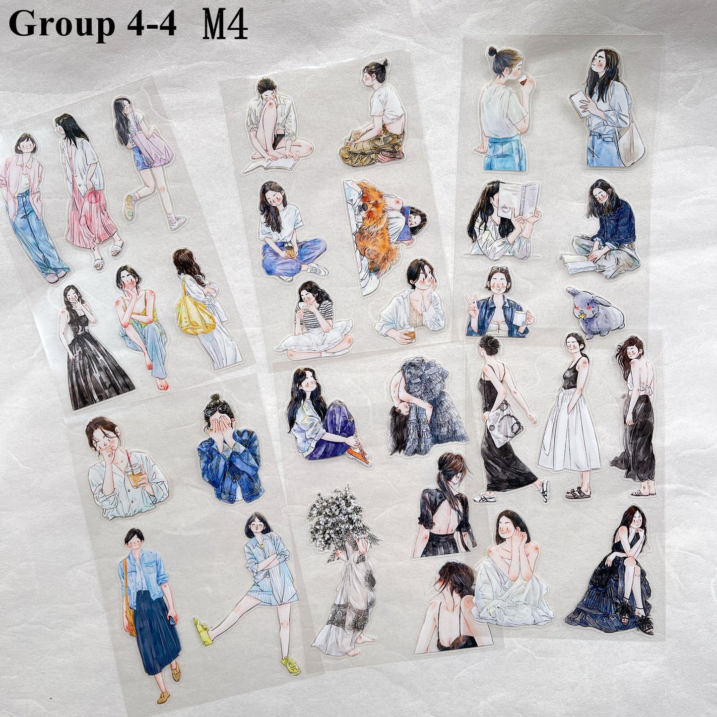 DingDing【M4-Clear Pet】Mini Pre-Cut 138PCS Archive Vintage Portrait Stickers,Limited Edition Classic Collection for DIY Journal, Scrapbook & Crafts