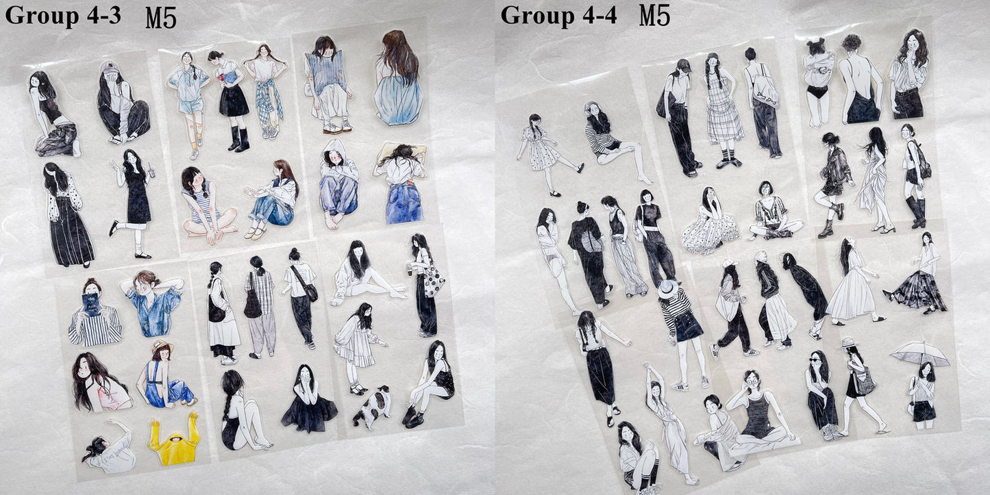 DingDing【M5】Mini Pre-Cut 121PCS Archive Vintage Portrait Stickers,Limited Edition Classic Collection for DIY Journal, Scrapbook & Crafts