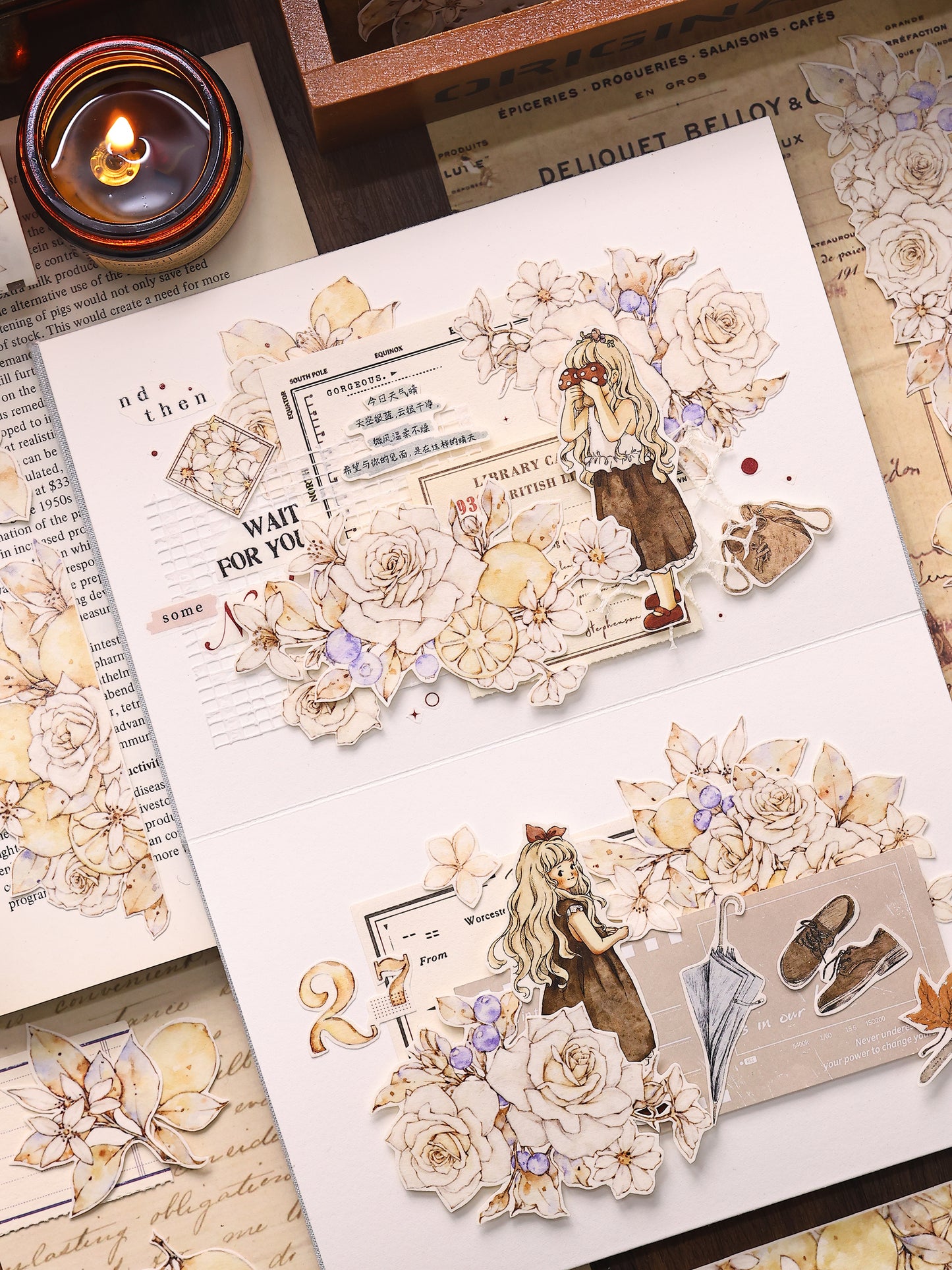 XiaoBaiJia【Afternoon Sunshine】Light Retro Fresh Lemon Flower and Paper PET Washi/PET Tape