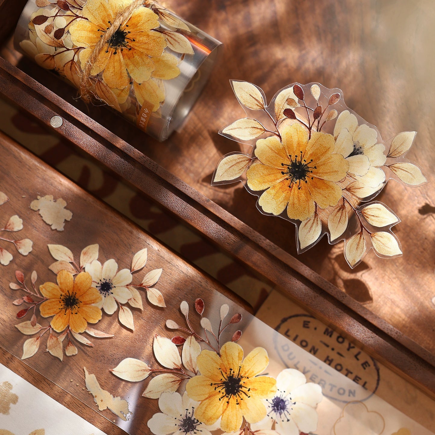 XiaoBaiJia【 Summer Overture】Light Retro Daisy Flower Orginal Design Washi Pet Floral Tape Landscaping Stickers