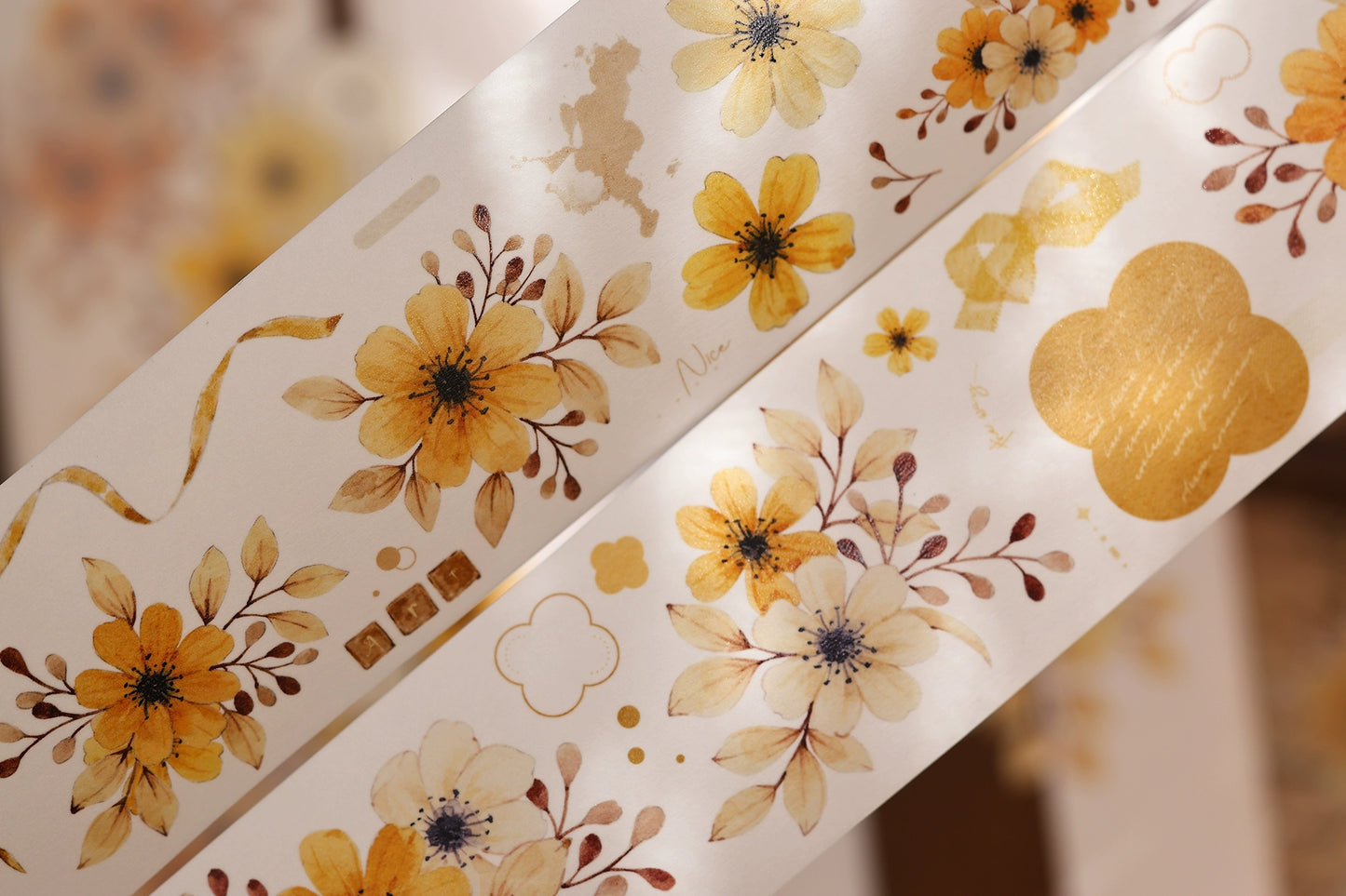 XiaoBaiJia【 Summer Overture】Light Retro Daisy Flower Orginal Design Washi Pet Floral Tape Landscaping Stickers