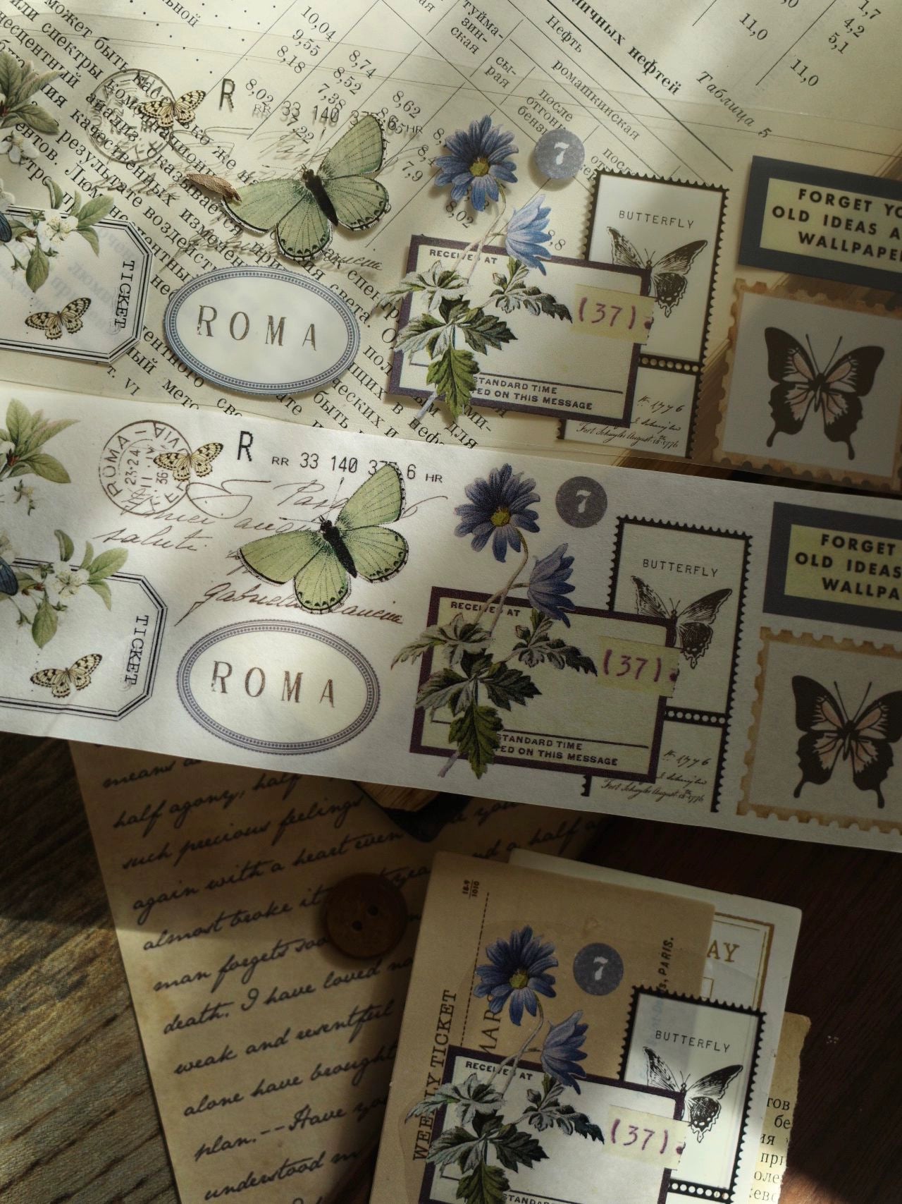 YiEr【Receipt】Orginal Design Washi/Pet Tape Light Retro Stickers